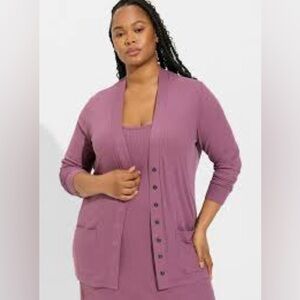 Talbots Women’s Purple Textured Button Front Cardigan Sweater Size L